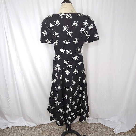 Vintage Maggy London Jeannene Booher Skirt Set Medium Top Black Bow - Picture 8 of 11